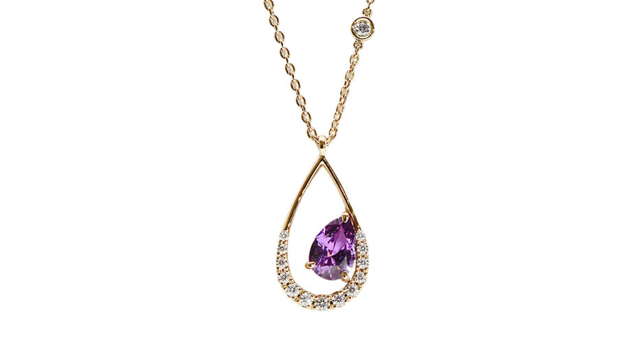 NADIA Petit Trianon K18PGパープルサファイアネックレス ドロップ CFSPC N1339