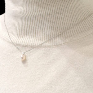 初売りK18WGパールネックレス WAPC 90034 45cm 7.0mm 0.03ct