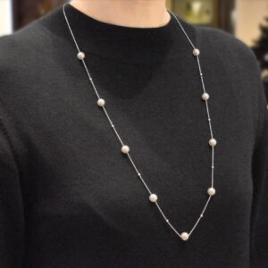 初売りK18WGアコヤパールネックレス NAWD 1038 80cm 8.0mm 9珠