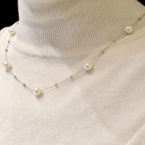 初売りK18WGアコヤパールネックレス NAWD 1039 50cm 8.0mm 7珠