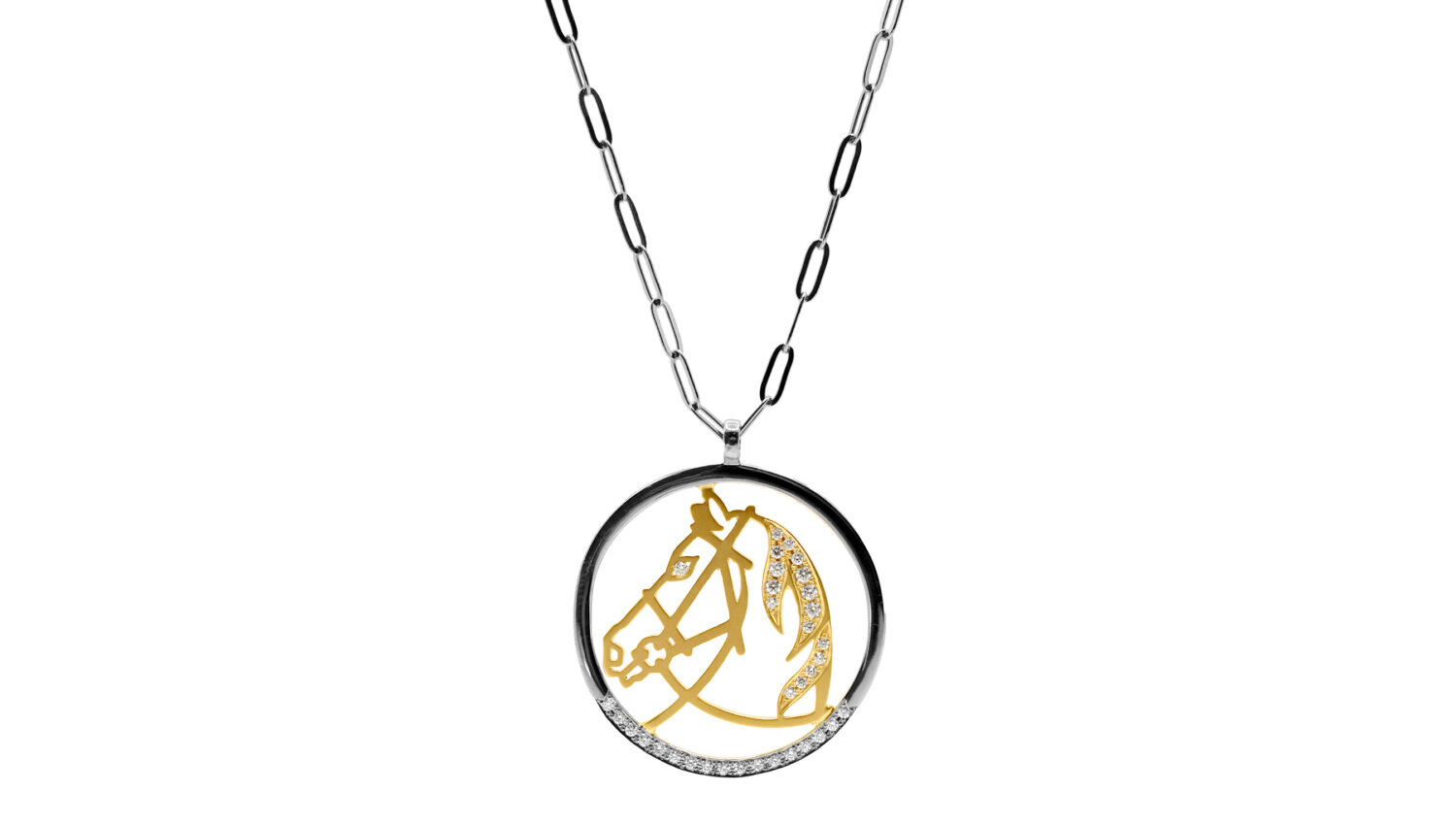 LA SOMA Horseshoe PT/K18YGダイヤネックレス MDDPC Q2004