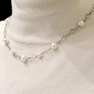 初売りK18WGアコヤパールネックレス NAWD 1851 6.0-8.0mm　9珠