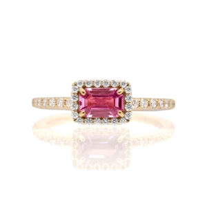 NADIA La Ligne K18PGピンクサファイアリング 取り巻きCFSFRN1184