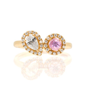 NADIA Petit Trianon K18PG非加熱サファイアリング ペアシェイプ・ラウンド CRNDP2095