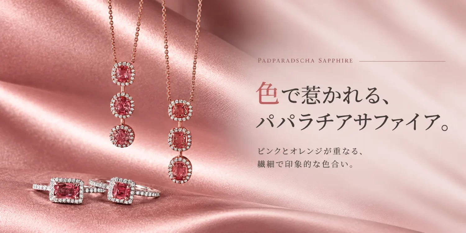 パパラチアサファイアのジュエリー