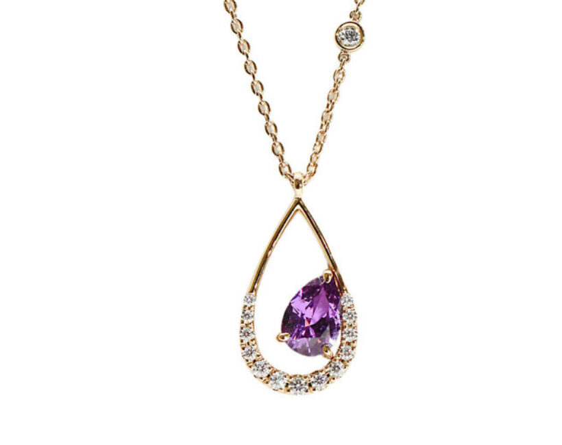 NADIA Petit Trianon K18PGパープルサファイアネックレス ドロップ CFSPC N1339